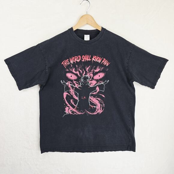 Naruto Pain Distressed Shirt Mens Large Black This World Shall Know Anime Manga - Picture 2 of 11